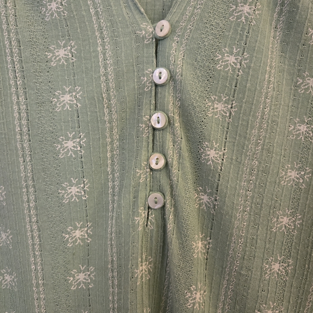 LUCKY BRAND Green & White Floral Printed Sleeveless Top - Size Medium - Picture 4 of 9